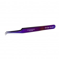 Пинцет для наращивания ресниц мини L 6мм Design Lashes (фиолетовый)