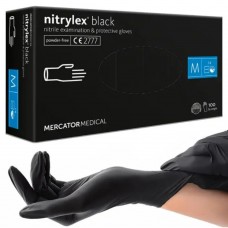 Рукавички нітрилові чорні Mercator Nitrylex, S.M (100 шт/уп)