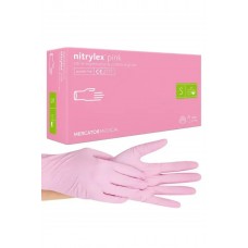 Рукавички нітрилові рожеві Nitrylex S.M, 100 шт